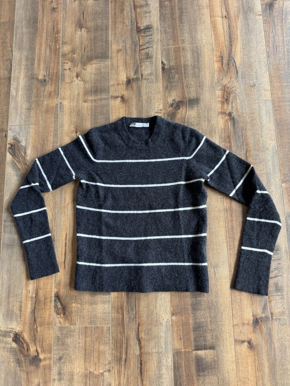 Vince Black White Stripe Cashmere Soft Luxe Knit Crew Sweater Small V555678132